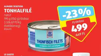 ALDI ALMARE SEAFOOD TONHALFILÉ 195 g ajánlat