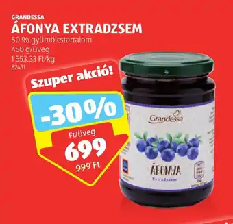 ALDI GRANDESSA ÁFONYA EXTRADZSEM 450 g ajánlat