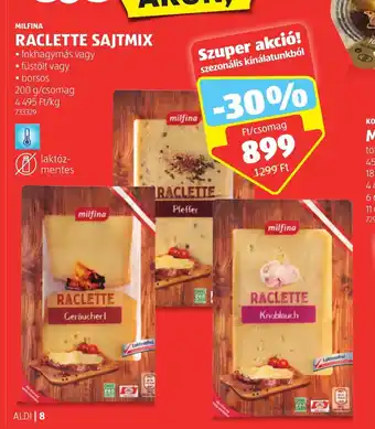 ALDI MILFINA RACLETTE SAJTMIX 200 g ajánlat