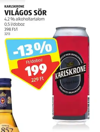 ALDI KARLSKRONE VILÁGOS SÖR 0,5 l ajánlat