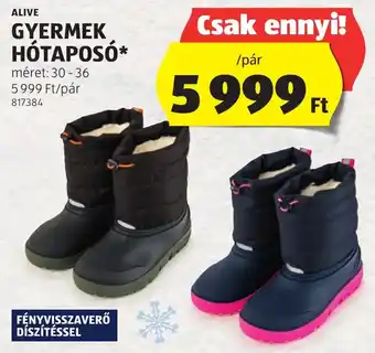ALIVE GYERMEK HÓTAPOSÓ méret: 30-36