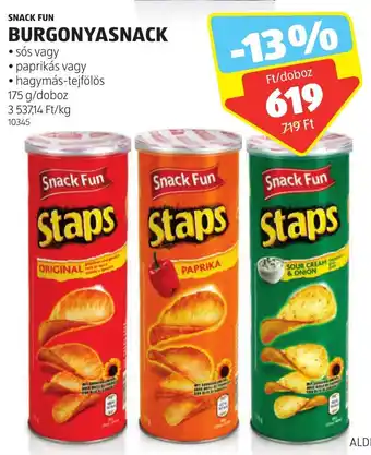ALDI SNACK FUN BURGONYASNACK 175g ajánlat