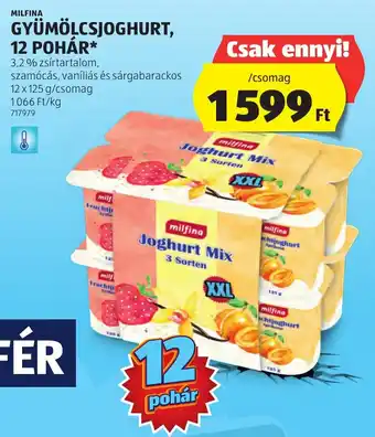 ALDI MILFINA GYÜMÖLCSJOGHURT, 12 POHÁR 12x125g ajánlat