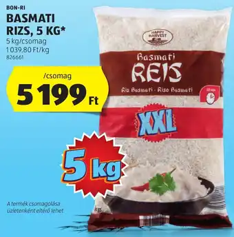 ALDI BON-RI BASMATI RIZS, 5 KG ajánlat