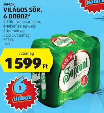 ALDI SOPRONI VILÁGOS SÖR, 6 DOBOZ 6x0,5l ajánlat