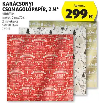 ALDI KARÁCSONYI CSOMAGOLÓPAPÍR, 2 M ajánlat