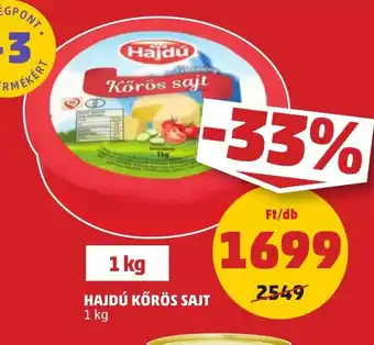 PENNY HAJDÚ KŐRÖS SAJT 1 kg ajánlat