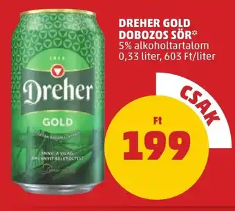 PENNY DREHER GOLD DOBOZOS SÖR 0,33 l ajánlat