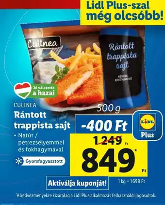 Lidl CULINEA Rántott trappista sajt 500g ajánlat