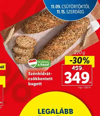 Lidl Szénhidrát csökkentett bagett 220g ajánlat