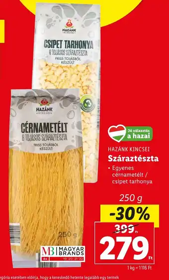 Lidl HAZÁNK KINCSEI Száraztészta 250g ajánlat