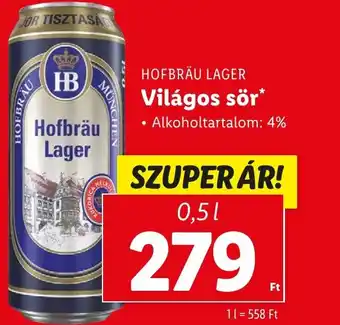 Lidl HOFBRÄU LAGER Világos sör 0,5l ajánlat