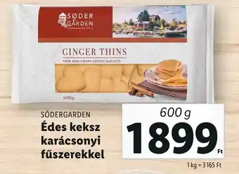 Lidl SÖDERGARDEN Édes keksz karácsonyi fűszerekkel 600g ajánlat