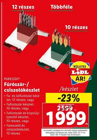 Lidl PARKSIDE Fúrószár csiszolókészlet ajánlat