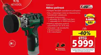 Lidl PARKSIDE Akkus polírozó ajánlat