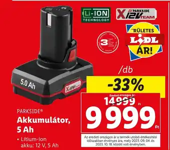 Lidl PARKSIDE Akkumulátor 5 Ah ajánlat