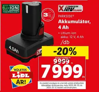 Lidl PARKSIDE Akkumulátor 4 Ah ajánlat