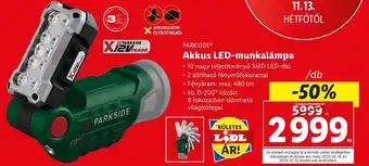 Lidl PARKSIDE Akkus LED-munkalámpa ajánlat