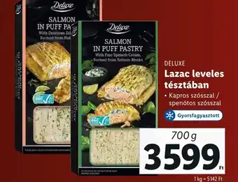 Lidl DELUXE Lazac leveles tésztában 700g ajánlat