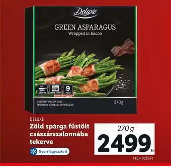 Lidl DELUXE Zöld spárga füstölt császárszalonnába 270g ajánlat