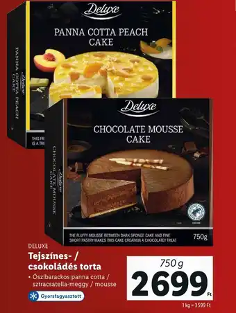 Lidl DELUXE Tejszínes csokoládés torta 750g ajánlat