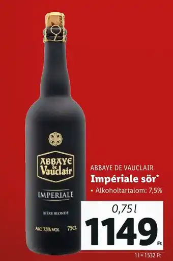 ABBAYE DE VAUCLAIR Impériale sör 0,75l