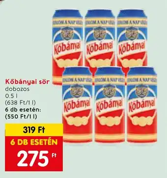 Spar Kőbányai sör 0,5 l ajánlat