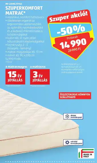 ALDI MY LIVING STYLE SZUPERKOMFORT MATRAC 1 db ajánlat