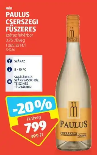ALDI MÓR PAULUS CSERSZEGI FÜSZERES 0,75 l ajánlat