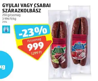 ALDI GYULAI VAGY CSABAI SZÁRAZKOLBÁSZ 250 g ajánlat