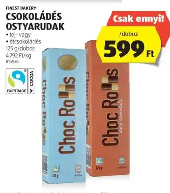 ALDI FINEST BAKERY CSOKOLÁDÉS OSTYARUDAK 125 g ajánlat