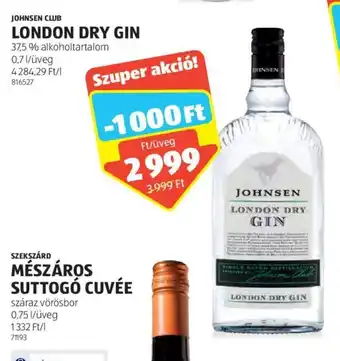 ALDI JOHNSEN CLUB LONDON DRY GIN 0,7 l ajánlat