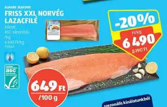 ALDI ALMARE SEAFOOD FRISS XXL NORVÉG LAZACFILÉ 1 kg ajánlat