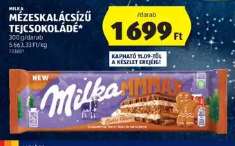 ALDI MILKA MÉZESKALÁCSÍZŰ TEJCSOKOLÁDÉ 300 g ajánlat