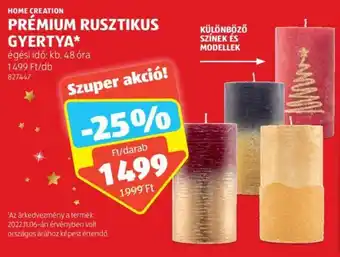 ALDI HOME CREATION PRÉMIUM RUSZTIKUS GYERTYA 1 db ajánlat
