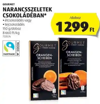 ALDI GOURMET NARANCSSZELETEK CSOKOLÁDÉBAN 150 g ajánlat