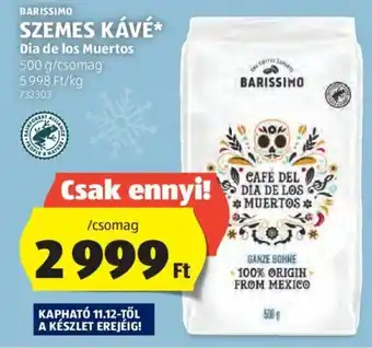 ALDI BARISSIMO SZEMES KÁVÉ 500 g ajánlat