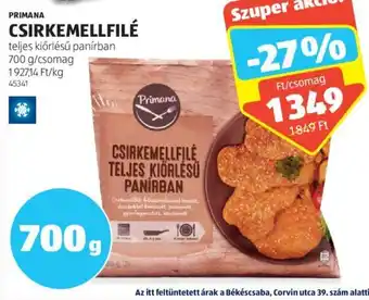 ALDI PRIMANA CSIRKEMELLFILÉ 700g ajánlat