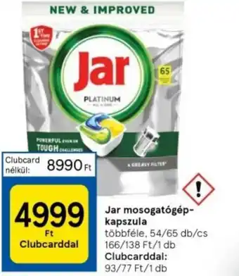 Tesco Jar mosogatógép kapszula ajánlat