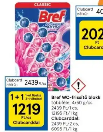 Tesco Bref WC frissítő blokk 200g ajánlat
