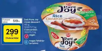 Tesco Zott Pure Joy rizses desszert 160g ajánlat