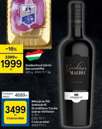 Tesco Mészáros Pál Szekszárdi Grandiózus Cuvée száraz vörösbor 0.75l ajánlat