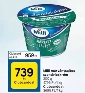 Tesco Milli márványsajtos szendvicskrém 200g ajánlat