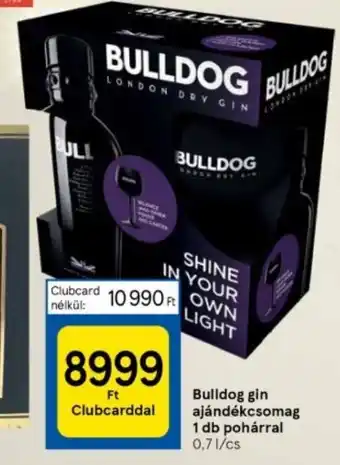 Tesco Bulldog gin ajándékcsomag 1 db pohárral 0,7l ajánlat