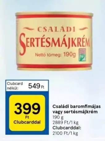 Tesco Családi baromfimájas vagy sertésmájkrém 190 g ajánlat