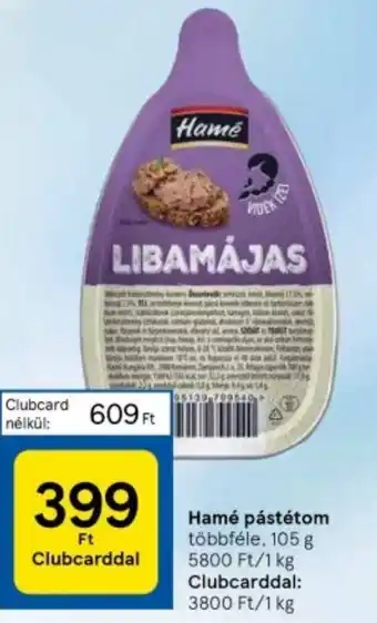 Tesco Hamé pástétom 105 g ajánlat