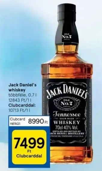 Tesco Jack Daniel s whiskey 0,7l ajánlat