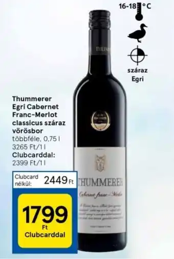 Tesco Thummerer Egri Cabernet Franc Merlot classicus száraz vörösbor 0,75l ajánlat