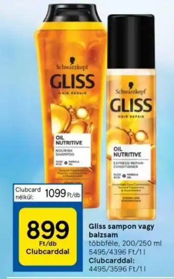 Tesco Gliss sampon vagy balzsam 250ml ajánlat