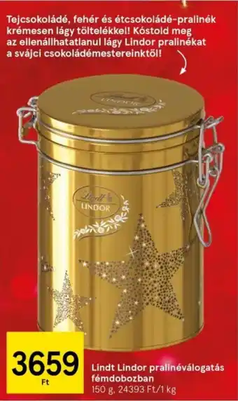 Tesco Lindt Lindor pralinéválogatás fémdobozban 150 g ajánlat